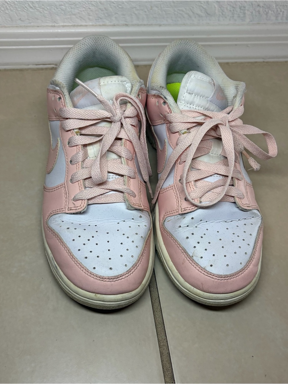Nike Kids Pink and White Low-Top Sneakers